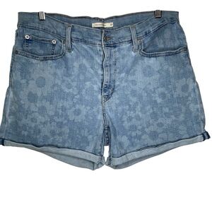 LEVIS Light WashDenim 33 Floral Slate Daisy Print High Waisted Mid Length Shorts